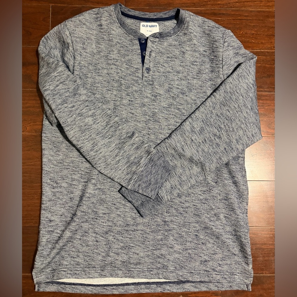 Old Navy Blue Heather Henley Shirt